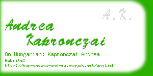 andrea kapronczai business card